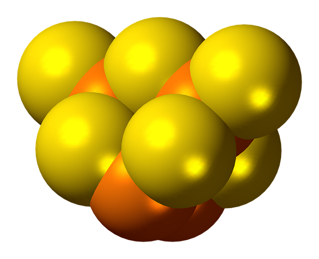 Free phosphorus sulfide molecule model illustration