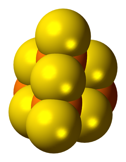 Free phosphorus sulfide molecule model illustration