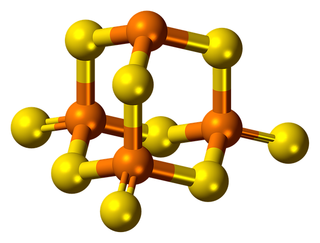 Free phosphorus sulfide molecule model illustration