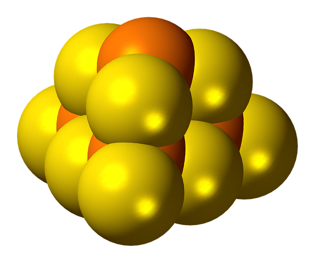 Free phosphorus sulfide molecule model illustration