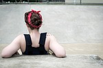 woman, tattoos, thinking