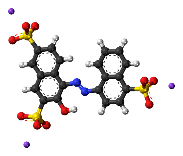 Free amaranth sodium azo dye molecule illustration