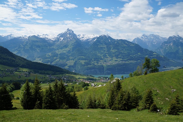 Amden, Panorama, Walensee, Sø, Alpine