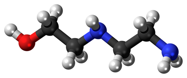 Free aminoethylethanolamine ball stick illustration