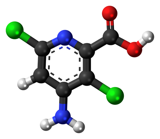 Free aminopyralid herbicide molecule illustration