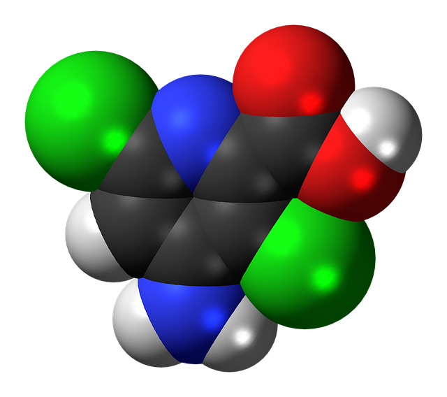 Free aminopyralid spacefill model illustration