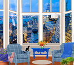windows, lobelia, panoramic views
