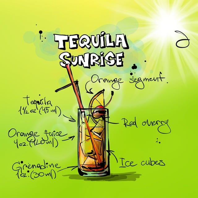 Free tequila sunrise cocktail nature illustration
