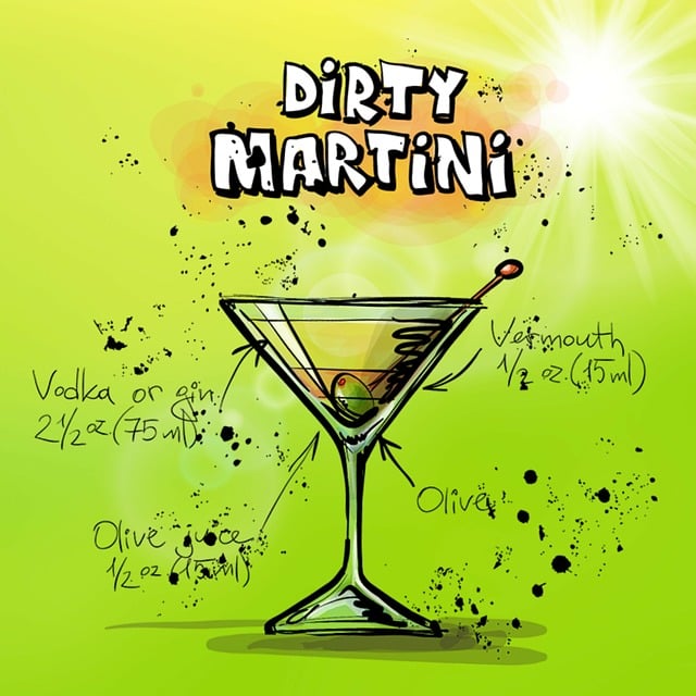 Free dirty martini cocktail drink illustration