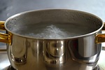 pot, boiling water, hot water