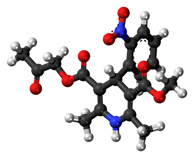 Free aranidipine calcium channel blocker molecule illustration