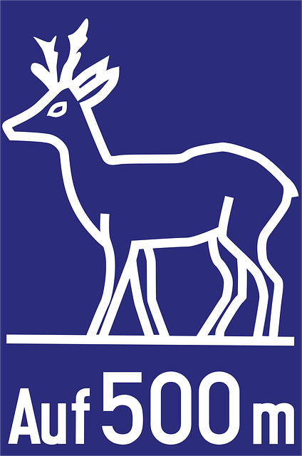 Free autobahn road sign deer crossing vector