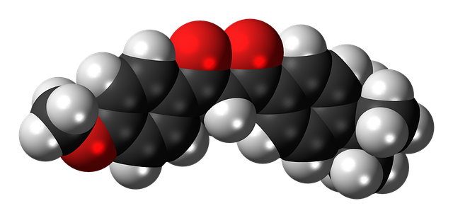 Free avobenzone spacefill model illustration