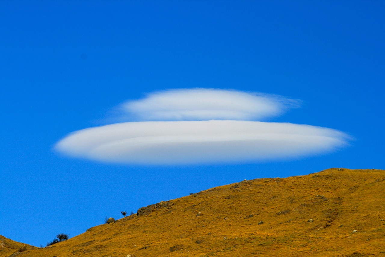 雲, スペース, 空, Ufo, 青Ufo