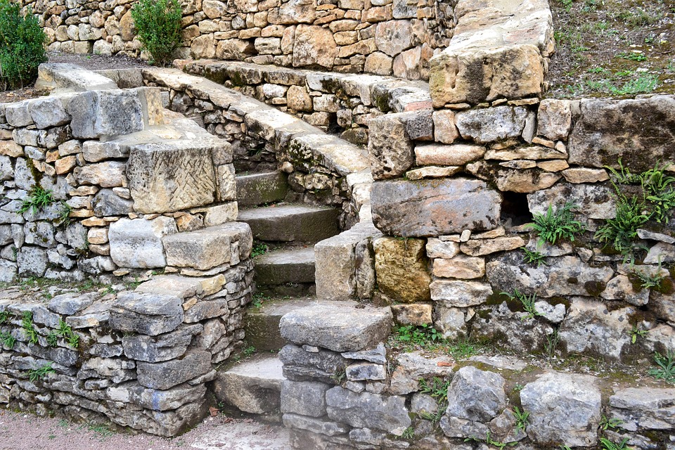 Stone Wall By Staircase