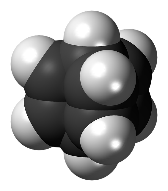 Free barrelene molecule spacefill illustration