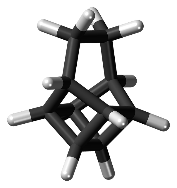 Free basketane molecule model illustration