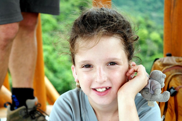 Niño, Niña, Contento, Mujer, Linda