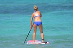 woman, paddle, bikini