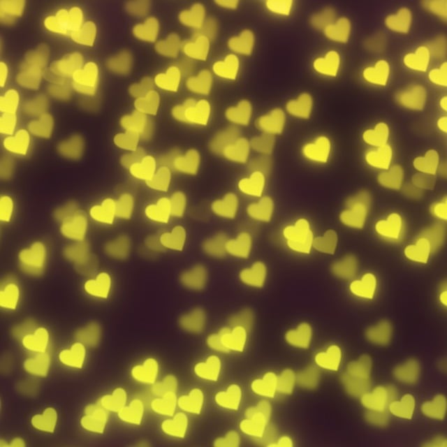 Free bokeh hearts yellow illustration