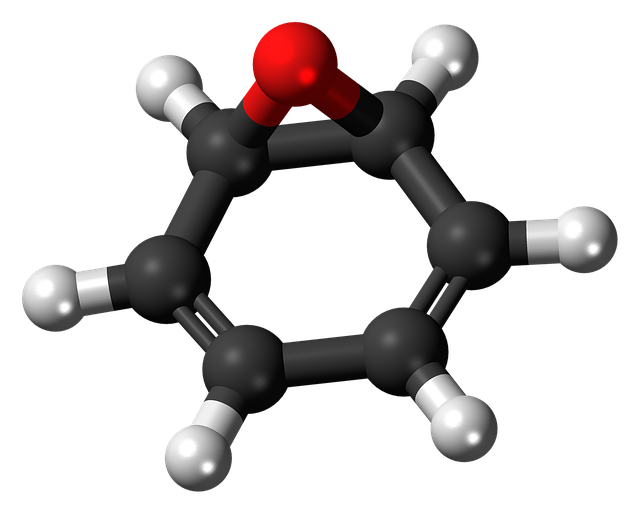 Free benzene oxide model molecule illustration