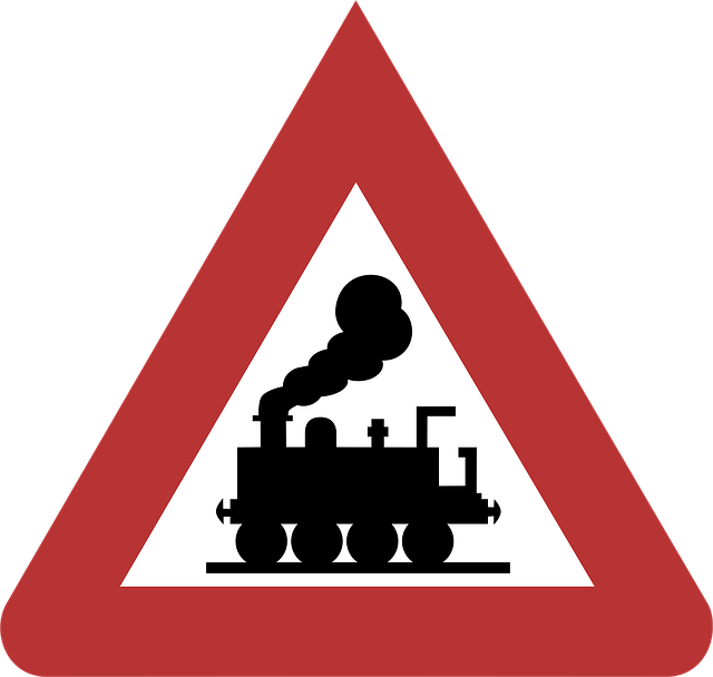 Free ungarded level crossing railway danger vector
