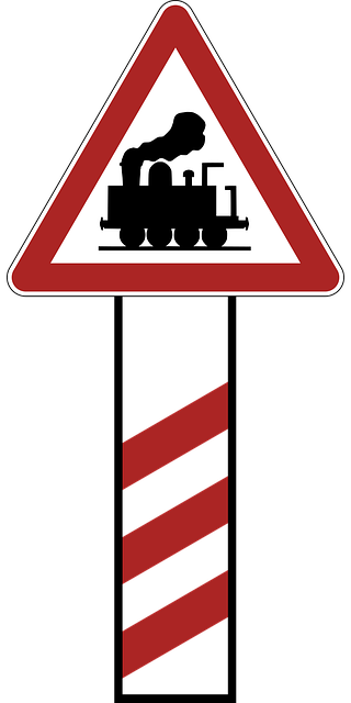 Free warning railway crossing road sign illustration
