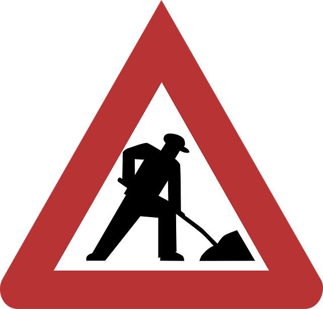 Free construction site warning road sign illustration