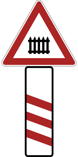 Free warning railway crossing road sign vector