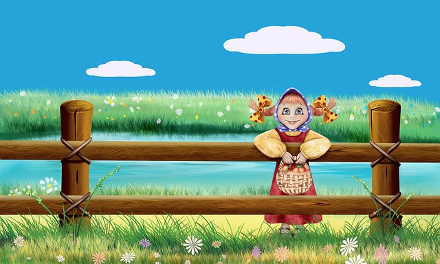 Meisje, Natuur, Schutting, Tekening