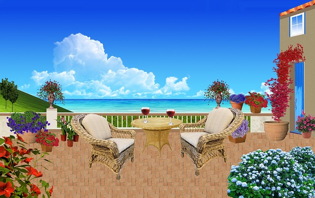 Free seaside patio rattan furniture illustration
