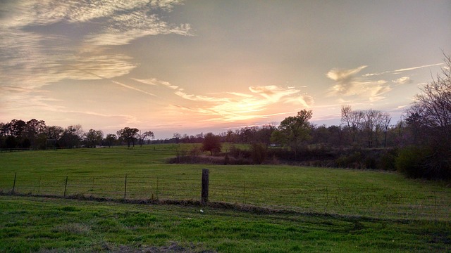 Landschaft, Sonnenuntergang, Zaun, Feld