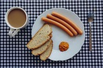 breakfast, coffee, sausages