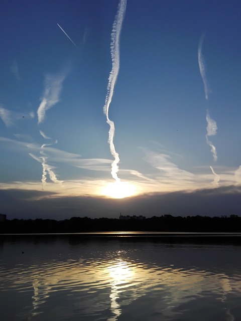 Himmel Wolken, Sonnenuntergang, See