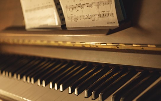 ピアノ, キーボード, 楽器, 音楽, 黒, 白い, ノート, クラシック, 音