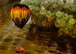 balloon, water, vegetation