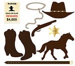 cowboy, icons, hat
