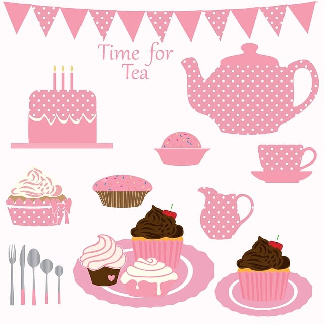 Free tea party cupcake illustration