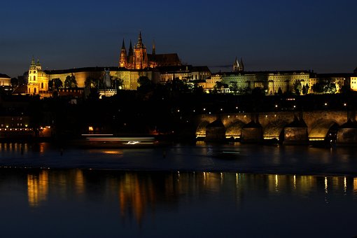 Prague, Night, Bridge, Castle, Prague