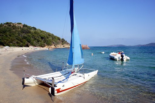 Beach, Moře, Katamarán, Vzduch, Modrá