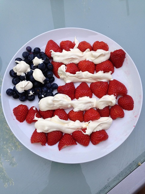 Flag, 4 Juli, Bær, Usa, Patriotisk, Blå