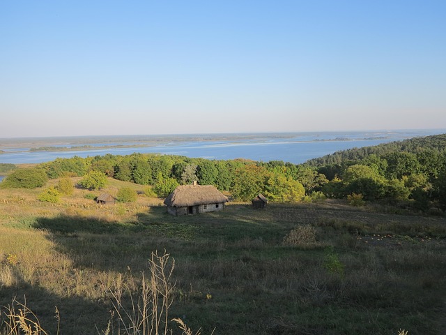 Dnieper, Paisaje, Bosque, Casa, Ucrania