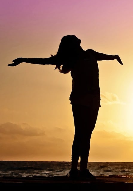 Free illustration: Silhouette, Woman, Beach, Sundown 