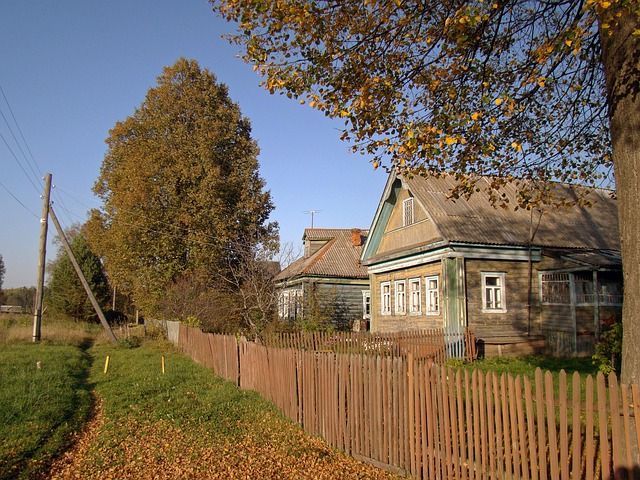 Dorf, Hütte, Russland, Zaun, Alt