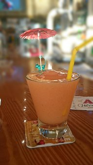 Orange, Straw, Umbrella, Ice, Drink