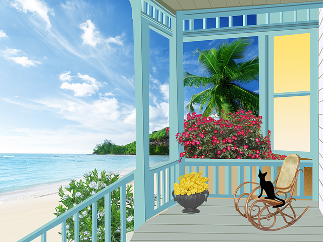 Free ocean palm nature illustration