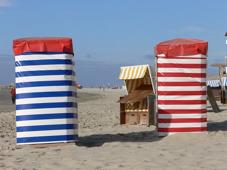 Silla De Playa, Isla, Borkum, Cielo