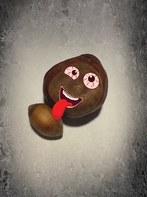 Free chestnut acorn comic illustration