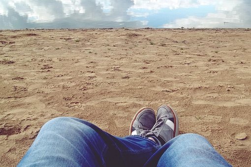 Vann, Ben, Slappe Av, Speilbilde, Sand