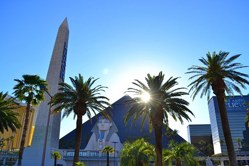 Hotel, Luxor, Casino, Palmbomen, Stad